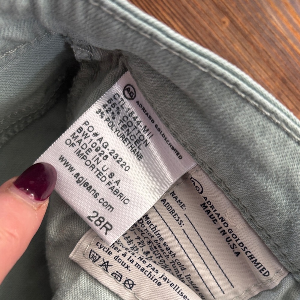 AG Adriano Goldschmied The Stevie Ankle Zip Light Sage Jeans 28R - Picture 3 of 9